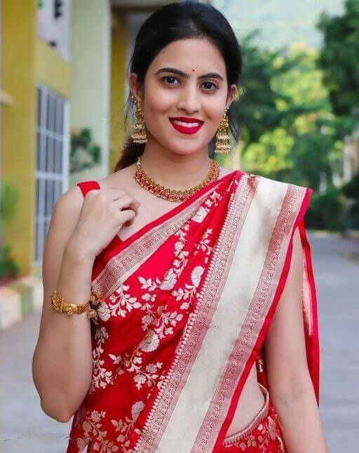 DEIANA'S Beautiful Designer Golden zari Soft Lichi Silk Saree - Red