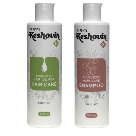 Dr. Rao's Keshovin-H Hair Oil, Keshovin-S Shampoo Combo