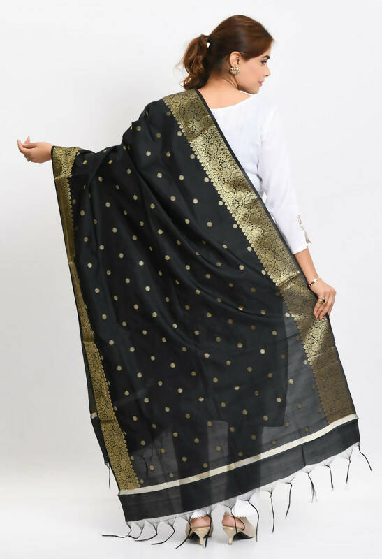 Mominos Fashion Moeza Women's Banarsi Silk Woven Design Black Dupatta - Distacart
