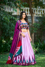 Vastranavya Luxurious Tussar Silk Print With Foil Work Lehenga Choli - Lavander