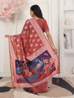 Shree Shyam Fashion Linen Cotton Rust Saree - Distacart