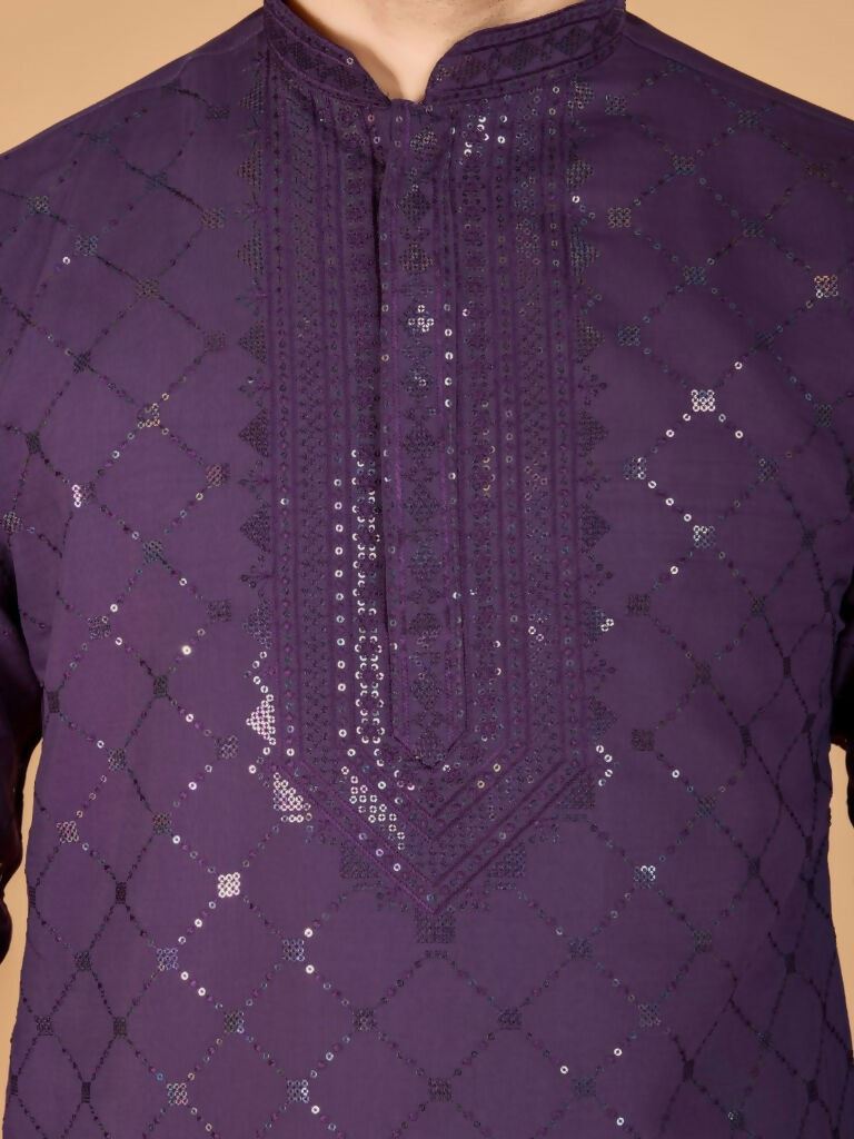 Vastranavya Dusty Purple Exclusive Festival Wear Viscose Silk Thread & Sequence Embroidered Work Kurta with Dupatta