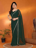 Designer Partywear Green Georgette Fancy Saree - Durga
