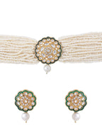 NVR Women Gold-Polished Kundan Studded Jewellery Set