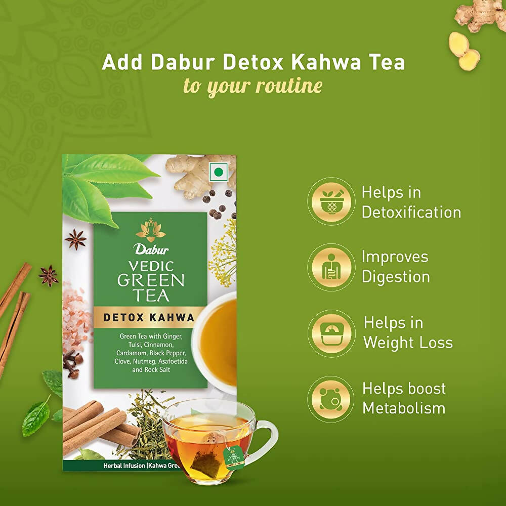 Dabur Vedic Green Teabags - Detox Kahwa - Distacart