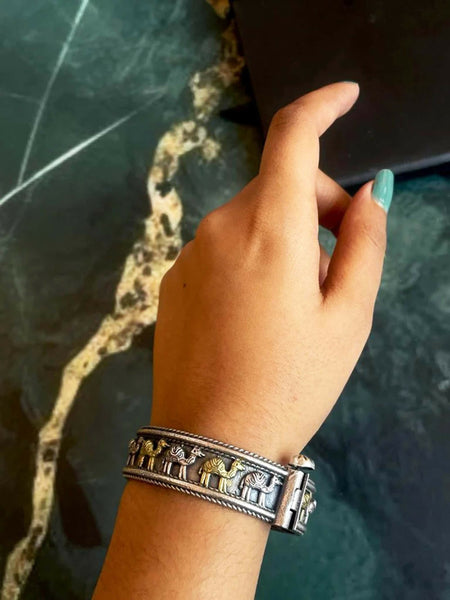 Joban Fashion Silver Brass Dual Tone Openable Kada