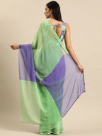 Ahalyaa Women's Traditional Semi Stitch Saree - Fluorescent Green