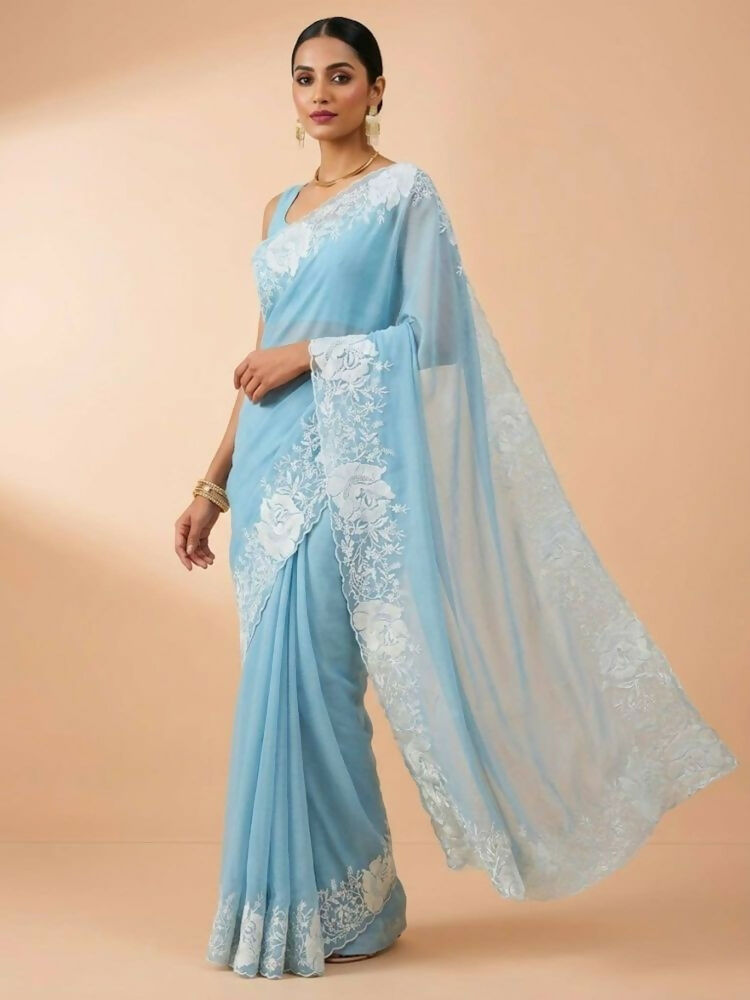 Joban Fashion Sky Blue Candy Crush Party Wear Sarees - Distacart
