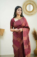Partywear Designer Maroon Banarasi Silk Fancy Saree - Starwalk