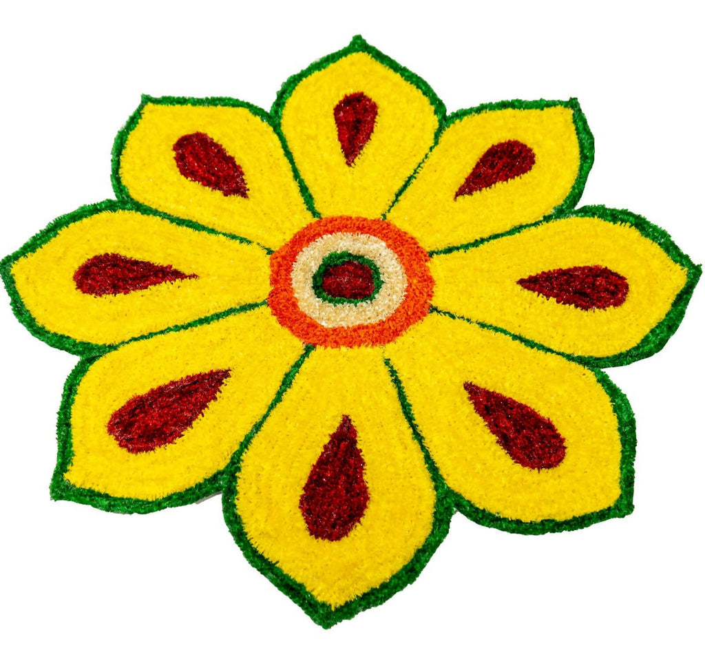 Kundan HandiKrafts Yellow Rangoli Mat - Readymade