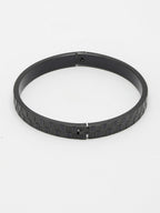 NVR Men's Black Rhodium-Plated Stainless Steel Kada Bracelet - Distacart