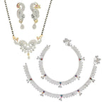 AanyaCentric Gold-plated Mangalsutra Pendant Earring Set & Silver Plated Anklet - Distacart