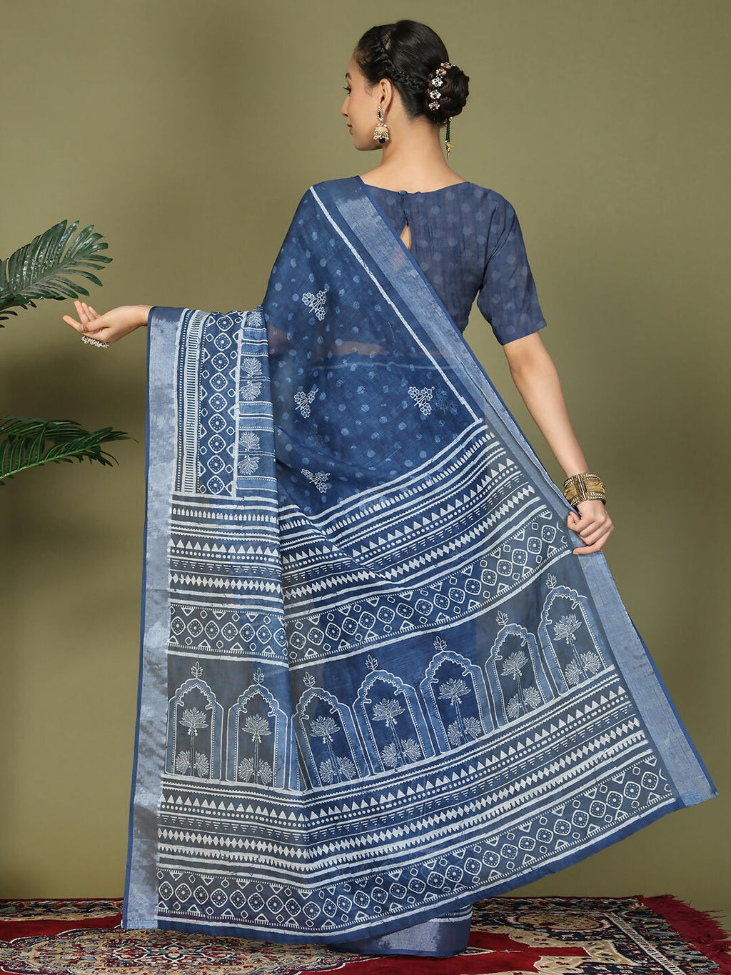 Shree Shyam Fashion Cotton Blue Saree - Distacart