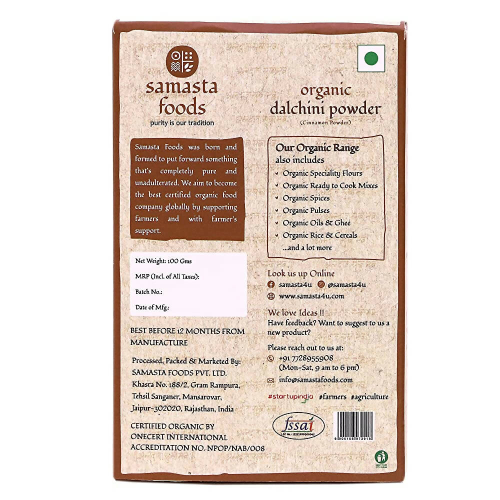 Samasta Foods Organic Dalchini (Cinnamon) Powder