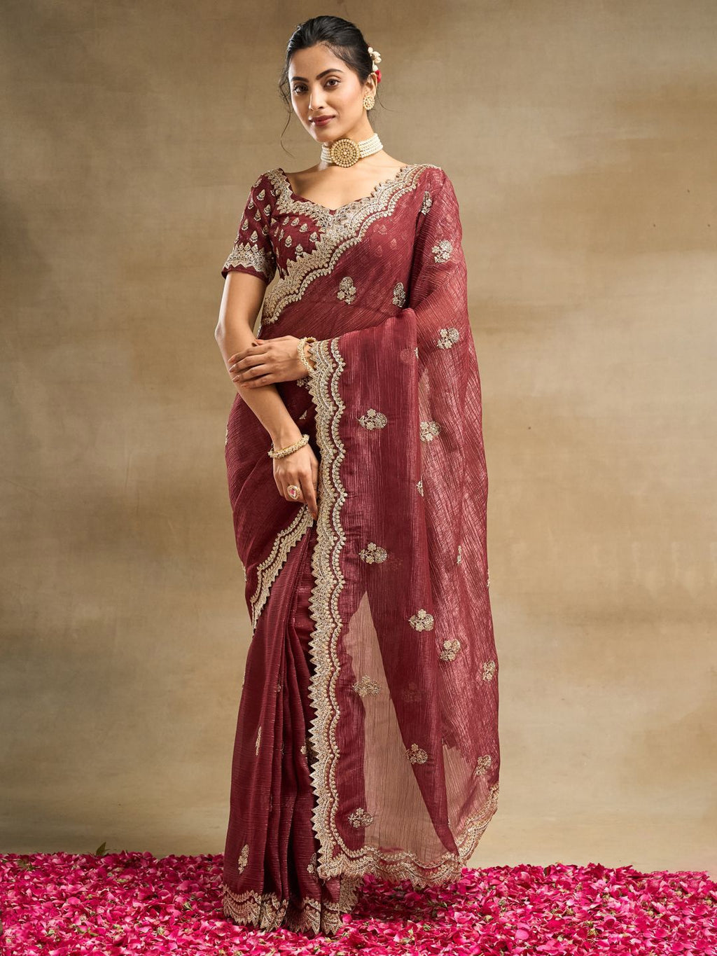 kasee Floral Embroidered Pure Silk Saree - Distacart