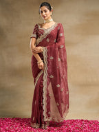 kasee Floral Embroidered Pure Silk Saree - Distacart