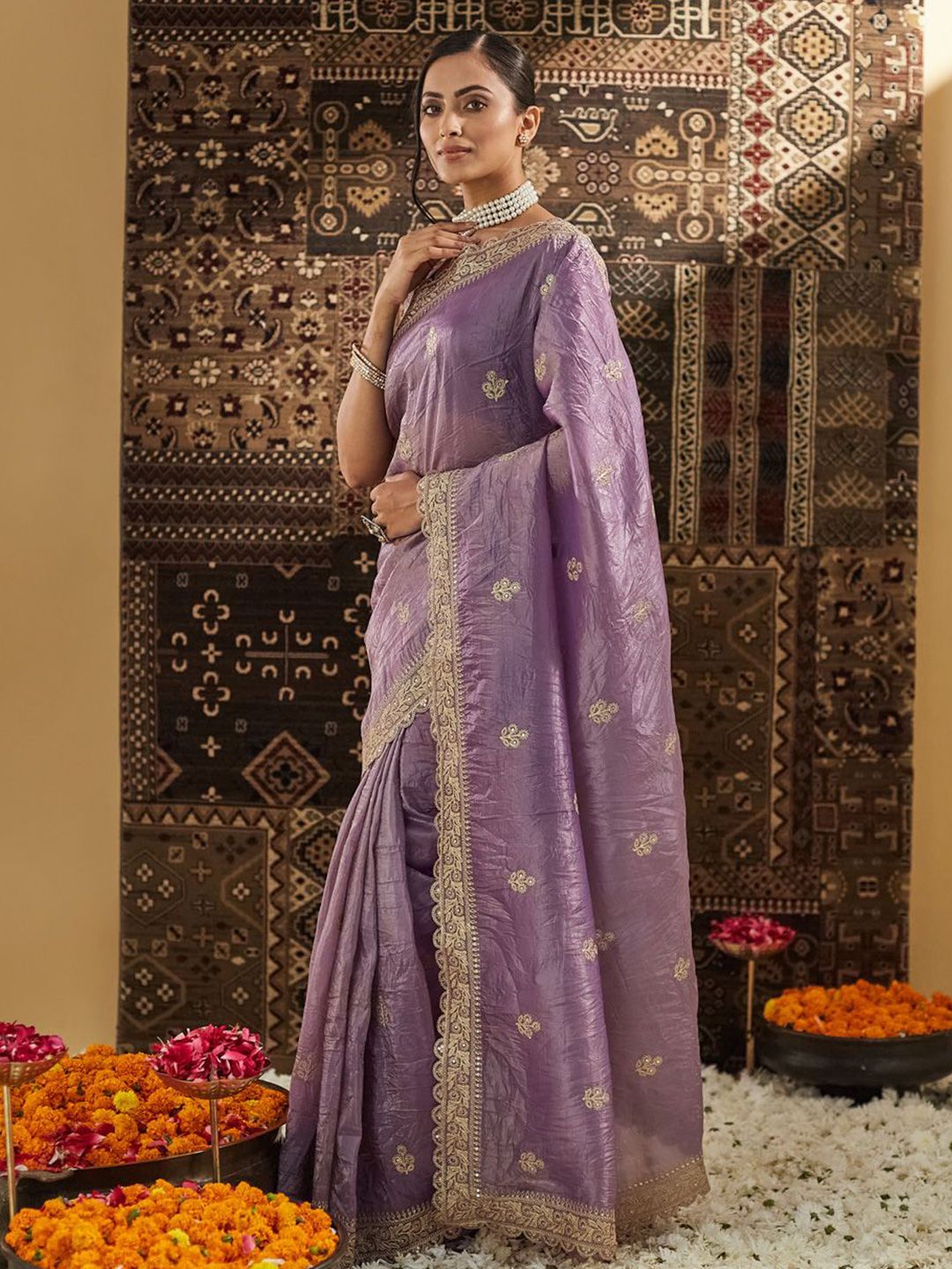 kasee Embellished Zardozi Silk Blend Saree