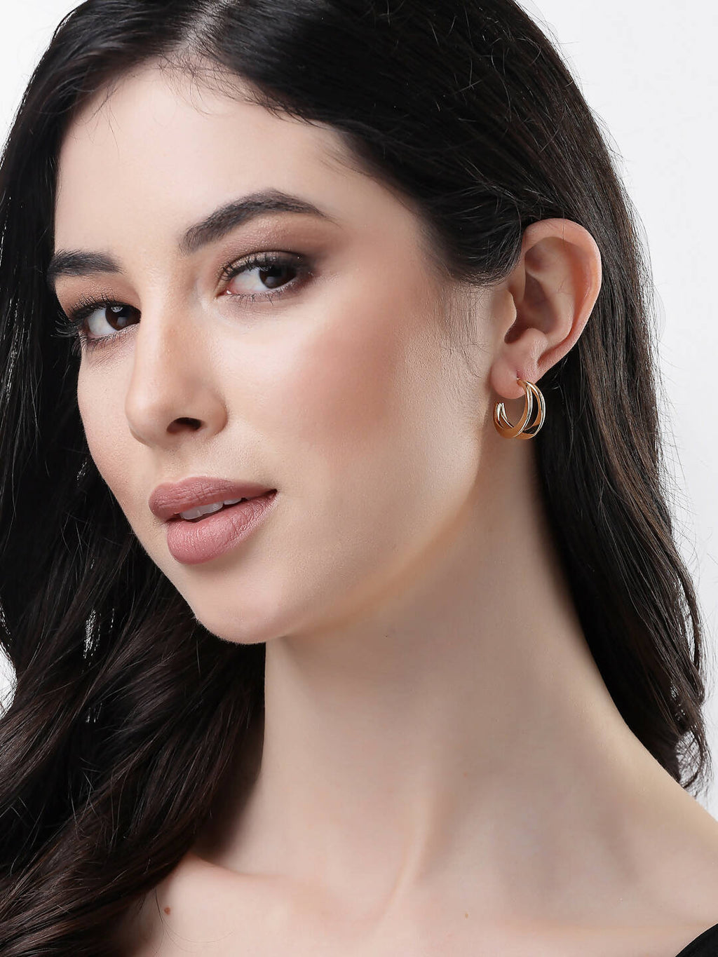 NVR Women Gold-Toned Circular Hoop Earrings - Distacart