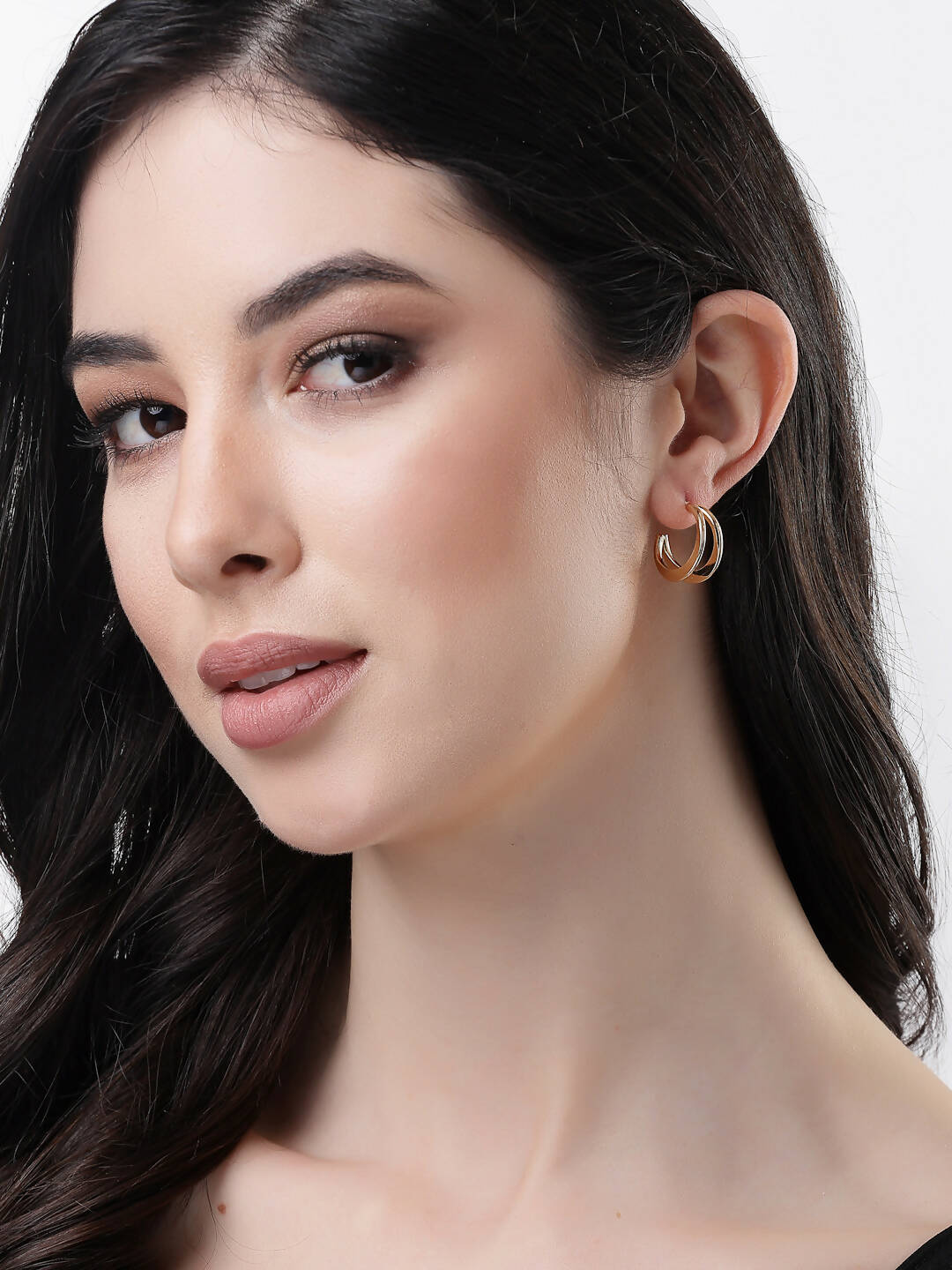 NVR Women Gold-Toned Circular Hoop Earrings - Distacart