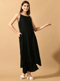 Myshka Women's Black Solid Party Kurta Sets