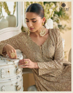 Anaita Beige Heavy Georgette Stitched Suit with Sequence & Diamond work - Distacart