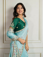 Ai Fashion Sky Rangoli Silk Embroidery Party Wear Saree - Distacart