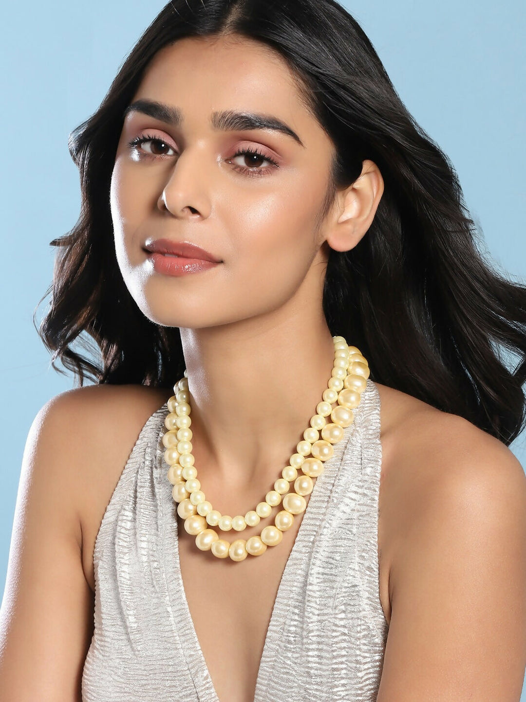 Layered Cream Pearl Neckpiece- Ruby Raang