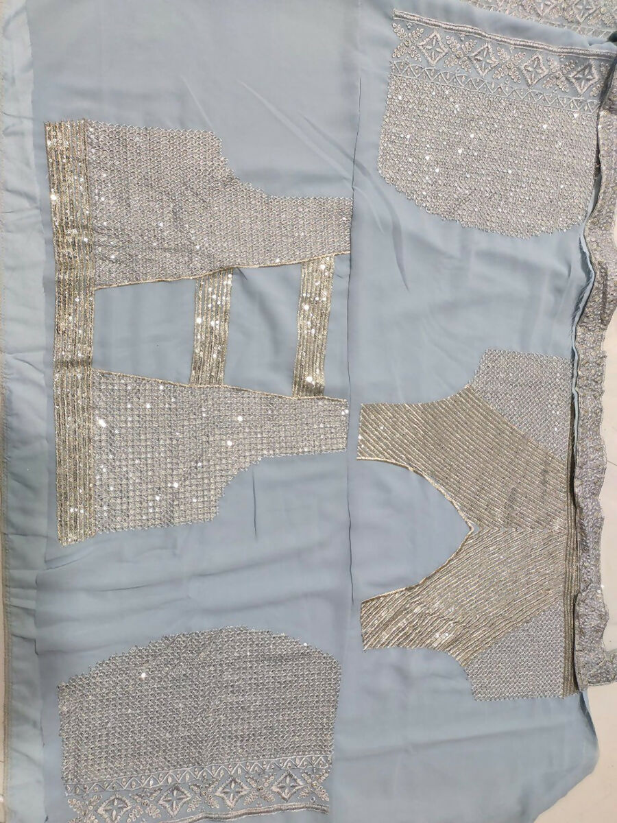 Jyoti Fashion Mesmerizing Grey Faux Georgette 3MM Sequins with Thread & Jari Embroidery Lehenga Choli with Dupatta