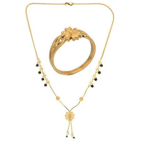 AanyaCentric Gold-Polished Mangalsutra & Ring Set