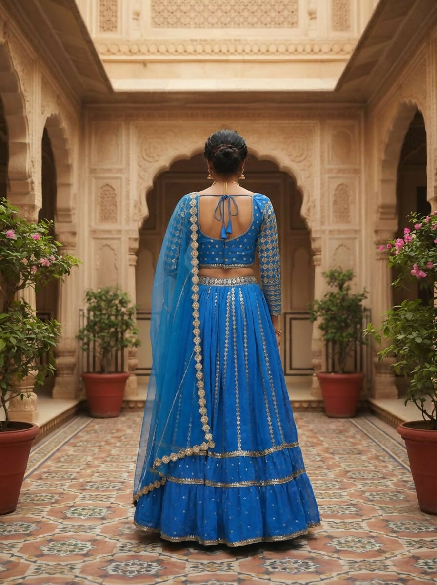 Lehenga Mart Designer Indian Wedding Lehenga Choli-Blue - Distacart