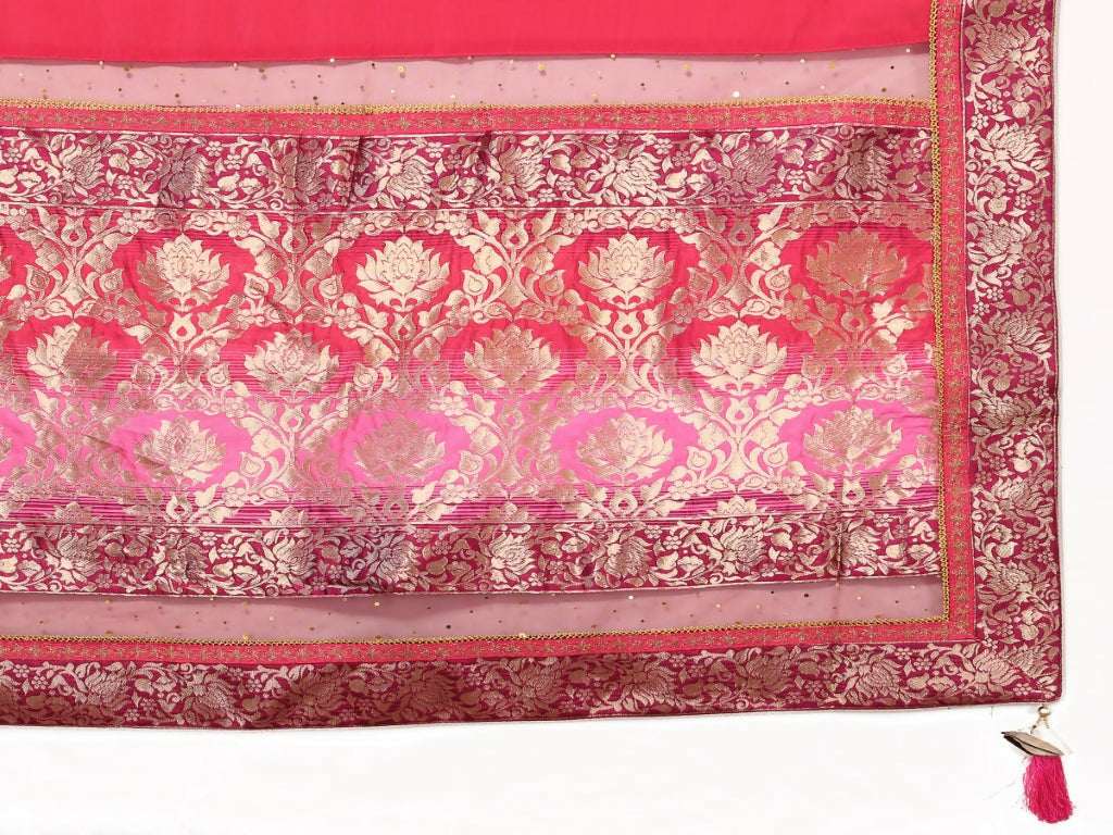 Pink Dual Tone Silk Georgette Thread Zari And Cord Embroidery Handwork Butta Saree - Norita Saumya