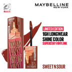 Maybelline New York Super Stay Vinyl Ink Liquid Lipstick, Instant Shine Lasts Up To 16H - Sweet N Sour Sauce
