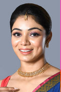 Joban Fashion Women Golden White Polki Necklace Set With Earrings