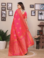 Joban Fashion Banarasi Pink Woven Soft Silk Saree - Distacart