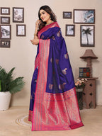 Joban Fashion Banarasi Purple Small Butti Soft Silk Saree - Distacart