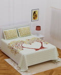 Vamika Printed Cotton Cream Tree Design Bedsheet With Pillow Covers (PM 2 Tree Cream)