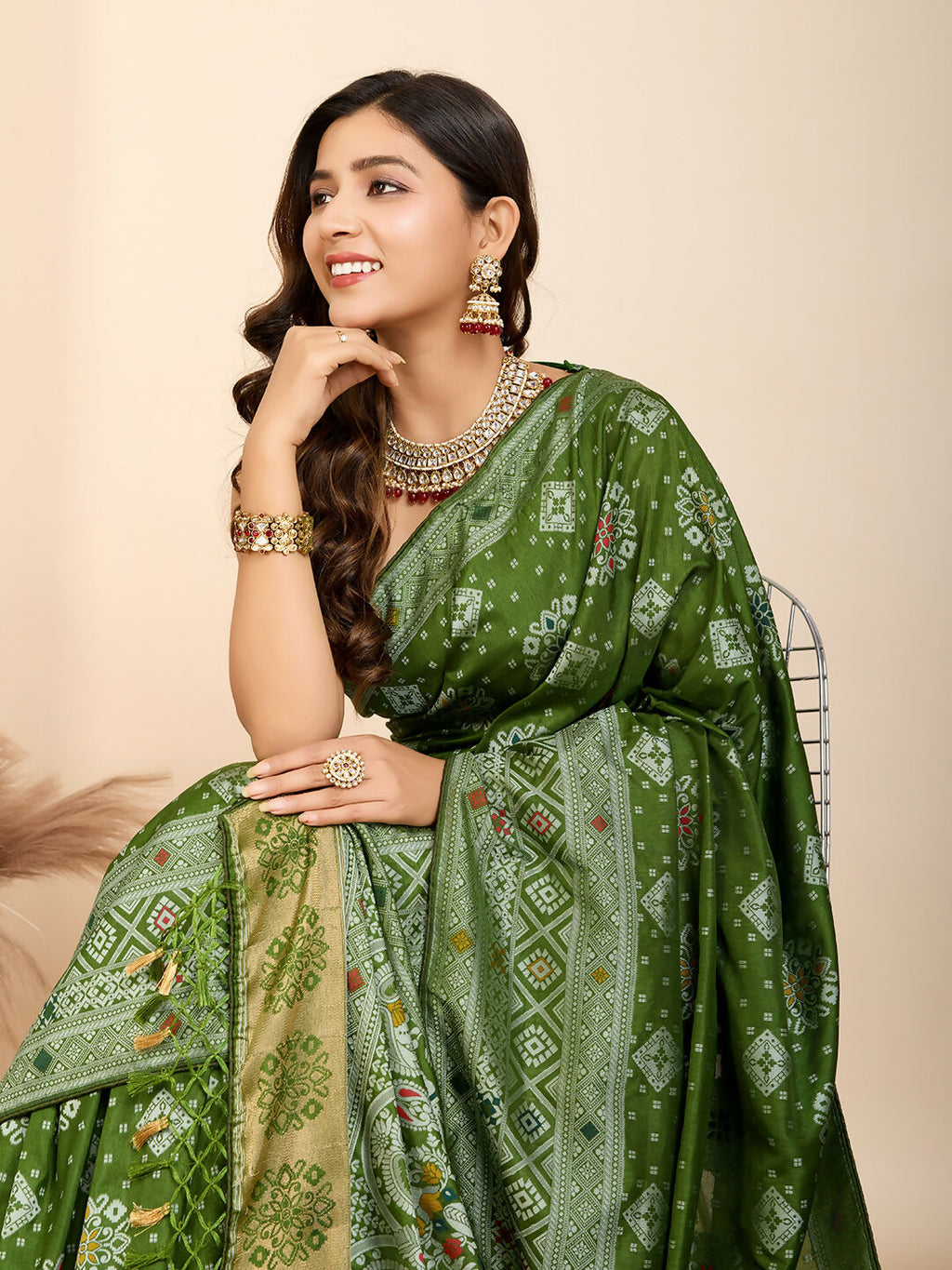 Mahendi Soft Silk Woven Meenakari Designer Saree - Vedanti