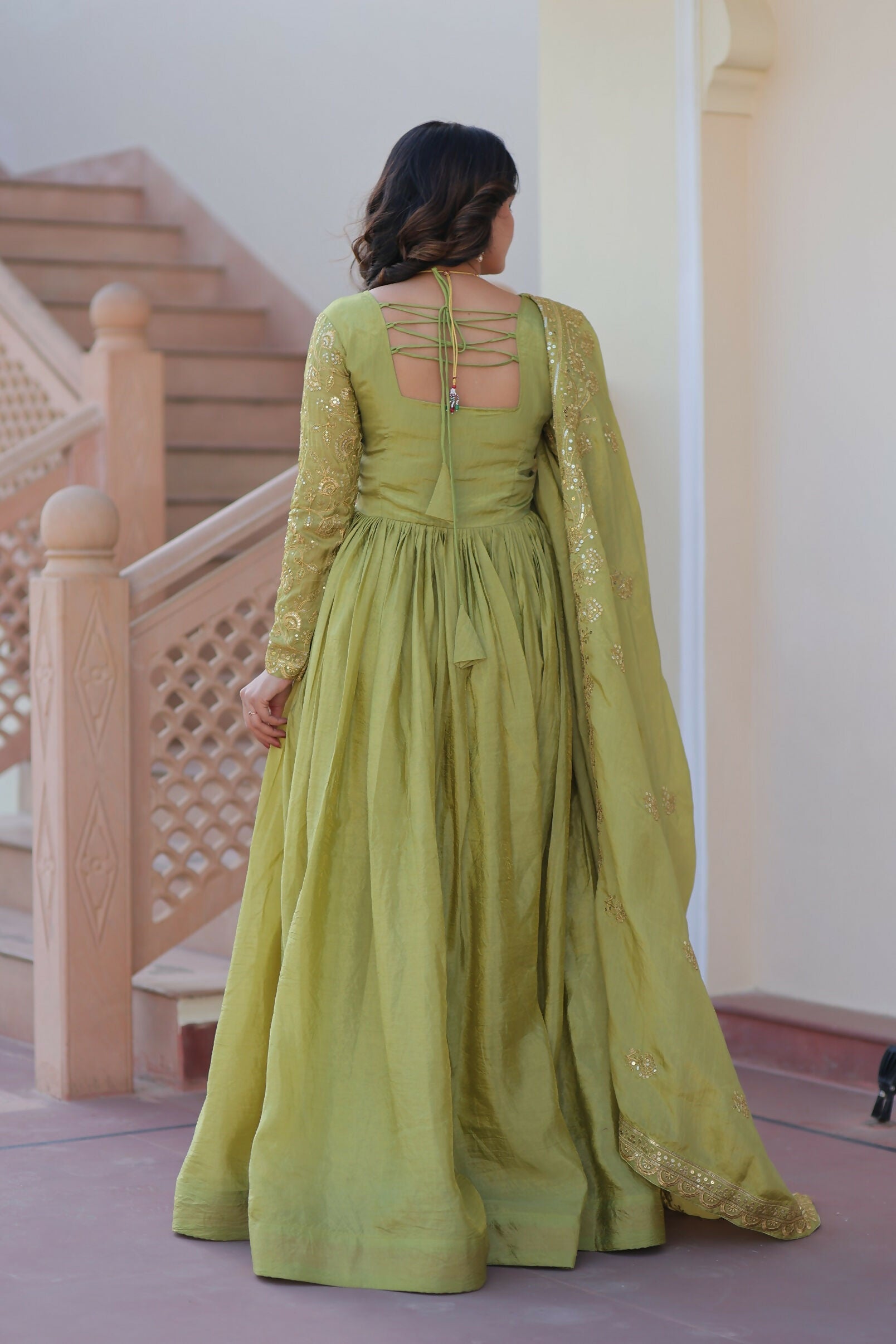 Joban Fashion Pista Crush Sequence Embroidery Work Kurta Set - Distacart