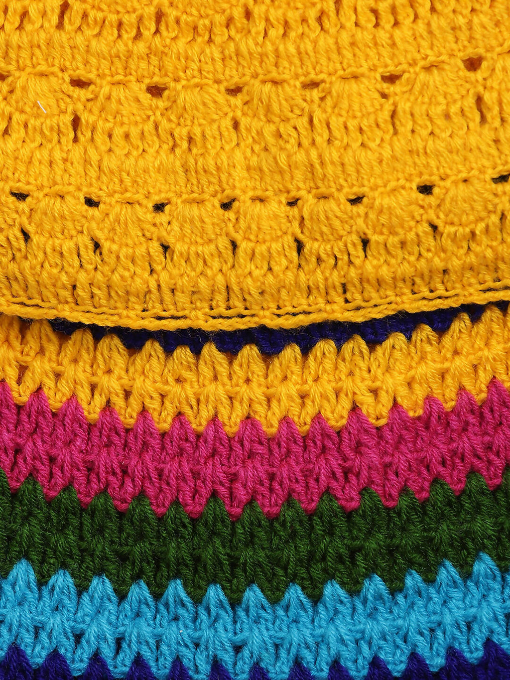 ChutPut Hand knitted Crochet HoneyBee Wool Dress For Baby Girls - Yellow