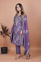 Teeya Creation Lavender Chinon Embroidery Work Party Wear Salwar Suit - Distacart