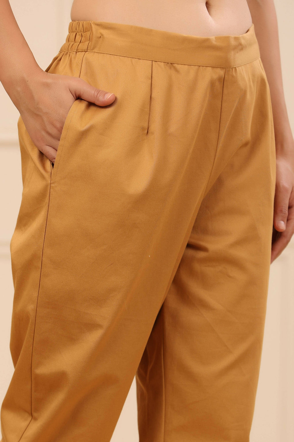 Juniper Women's Gold Cotton Twill Lycra Solid Straight Pant - Distacart