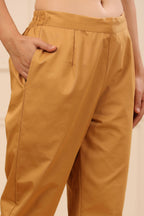 Juniper Women's Gold Cotton Twill Lycra Solid Straight Pant - Distacart