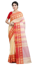 Exclusive Collection White Red 100% Pure Cotton Tant Saree - Distacart