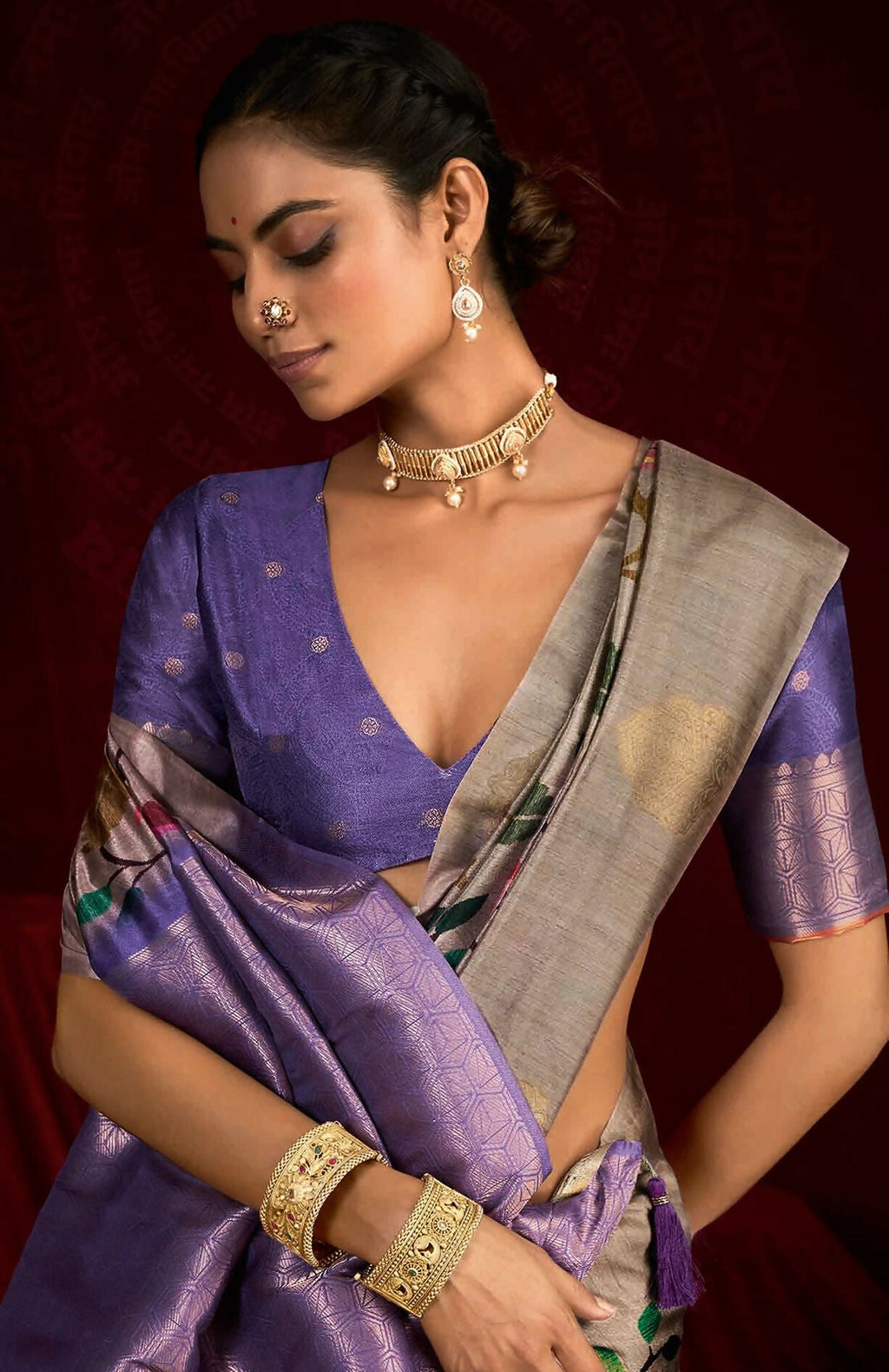 Joban Fashion Powder Blue Soft Silk Weaving Fabric With Digital Jamdani Print With Jacquard Rich Pallu & Blouse With Spring Tassels - Distacart