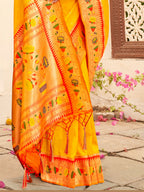 Shree Shyam Fashion Silk Blend Yellow Saree - Distacart