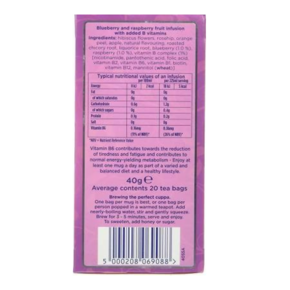 Tetley Super Fruits Boost With Blueberry & Raspberry Tea Bags - Distacart