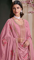 Anaita Pink Embroidered Work Silk Stitched Anarkali Suit - Distacart