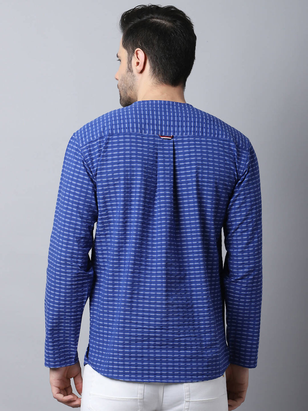 Even Apparels Blue Pure Cotton Round Neck Slit Kurta - Distacart