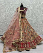 Jyoti Fashion Women's Purple Velvet Golden Gotta, Multi Thread Embroidered with Diamond Work Wedding Lehenga Choli