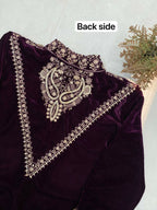 Vastranavya Purple Velvet Sequence Embroidery Work Top With Palazzo - Distacart